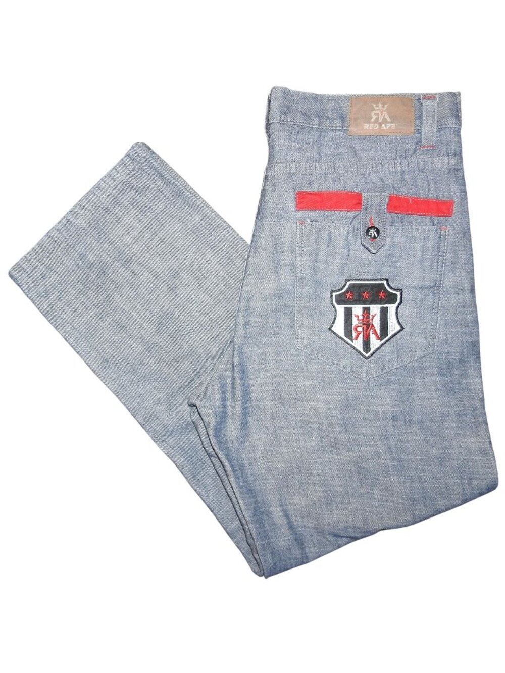 Vintage Red Ape Y2K Baggy Skater Embroidered Denim Blue Jeans JNCO Men's 38 x 33